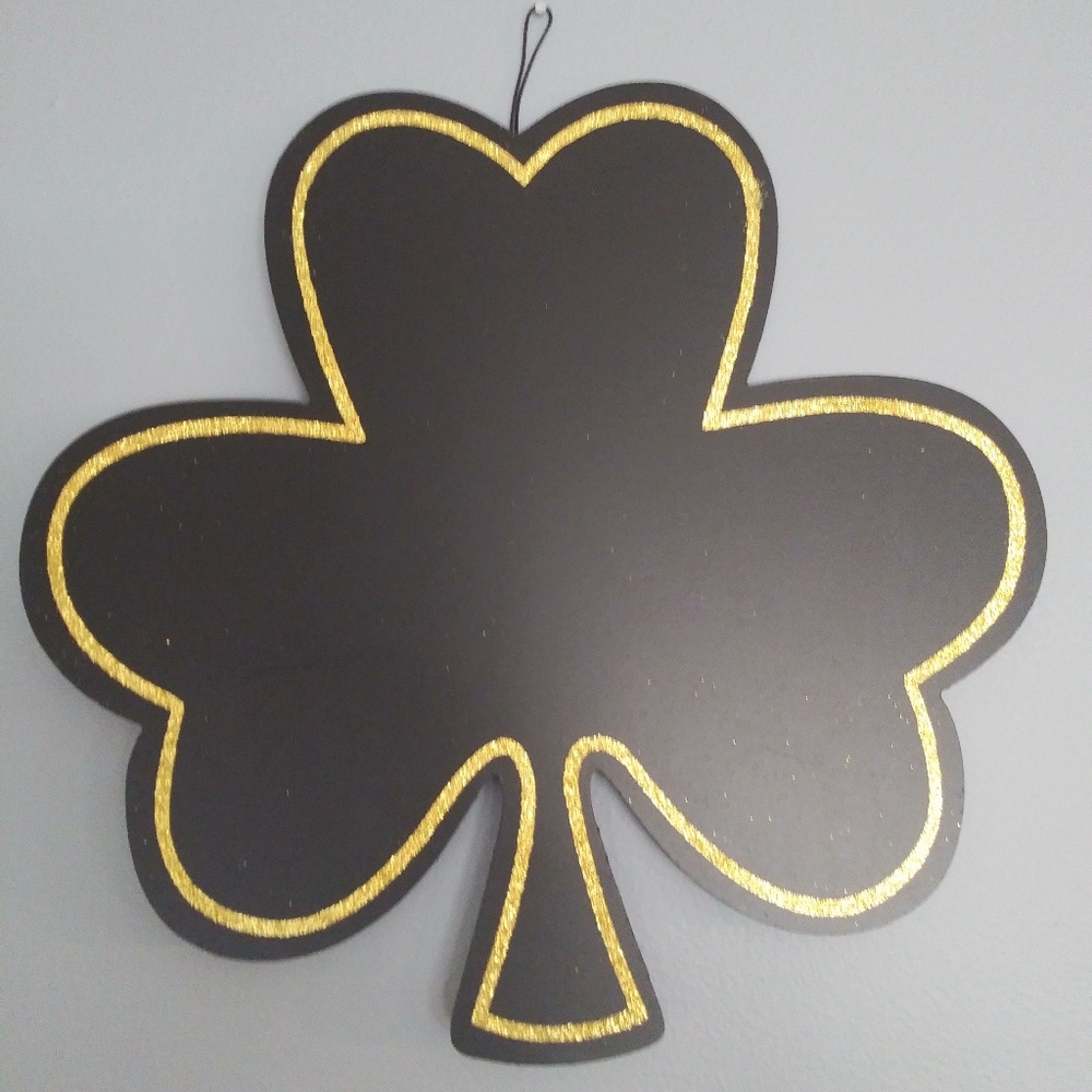 St. Patty's Day Chalkboard & Gold Glitter Shamrock